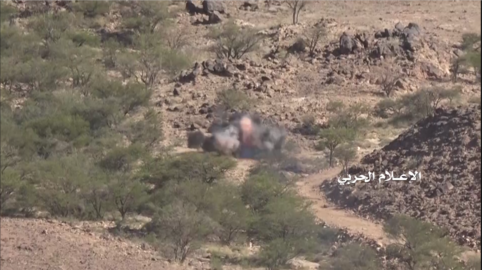 نجران – تدمير طقم للجيش السعودي وإحتراقه بصاروخ موجه في مربع شجع