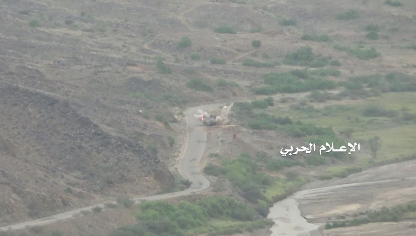 حجة – إستهداف تجمعات المنافقين في جبل النار وإحراق مربض المدفع التابع لهم