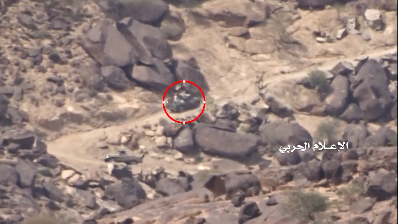 البيضاء – استهداف طقم محمل بالمرتزقة بصاروخ موجه في جبهة ناطع